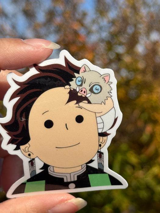2.5in Tanjiro & Chompnosuke Die-cut Stickers