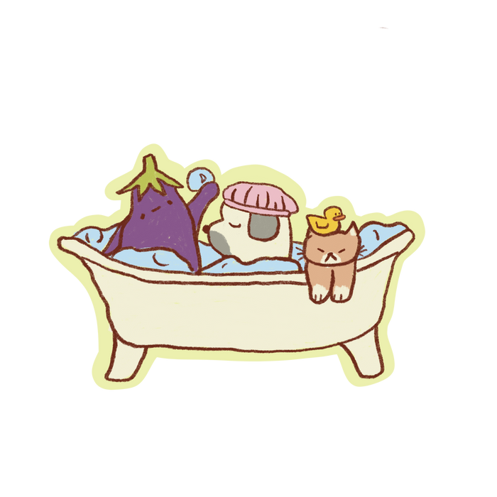 Guys in bathtub - Die Cut Sticker