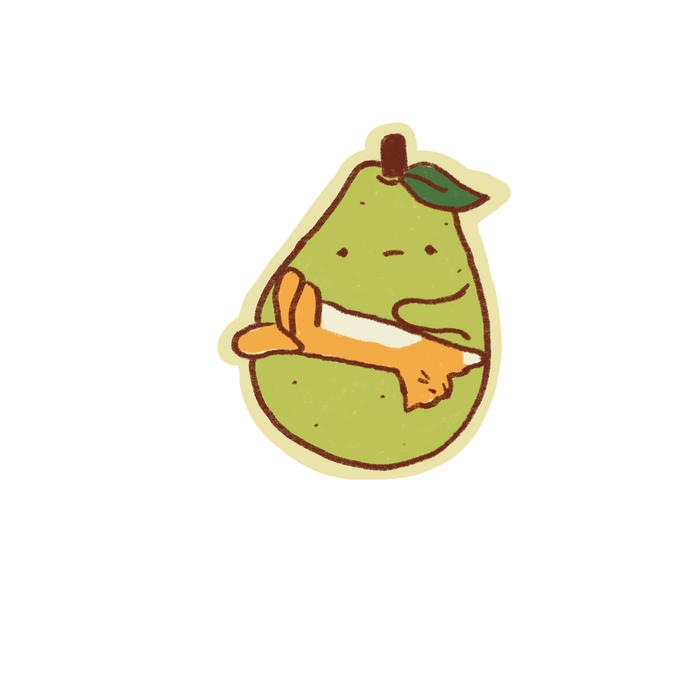 Pear with stretching cat - Die Cut Sticker