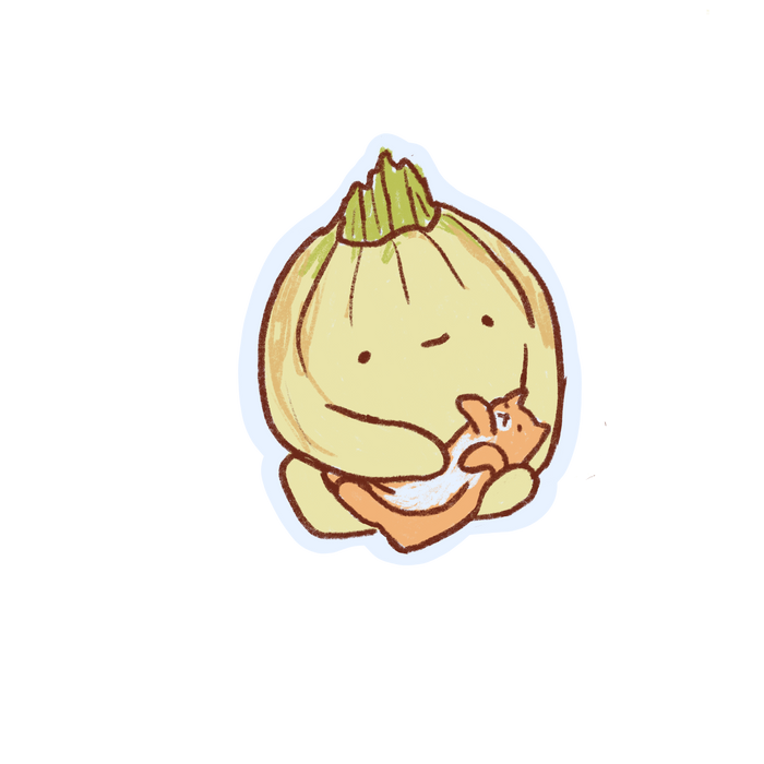 Onion with cat - Die Cut Sticker