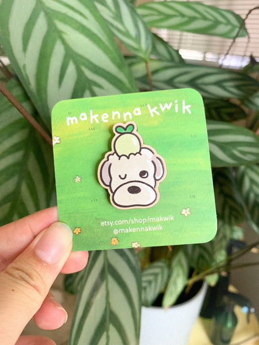 Apple Dog Wooden Pin