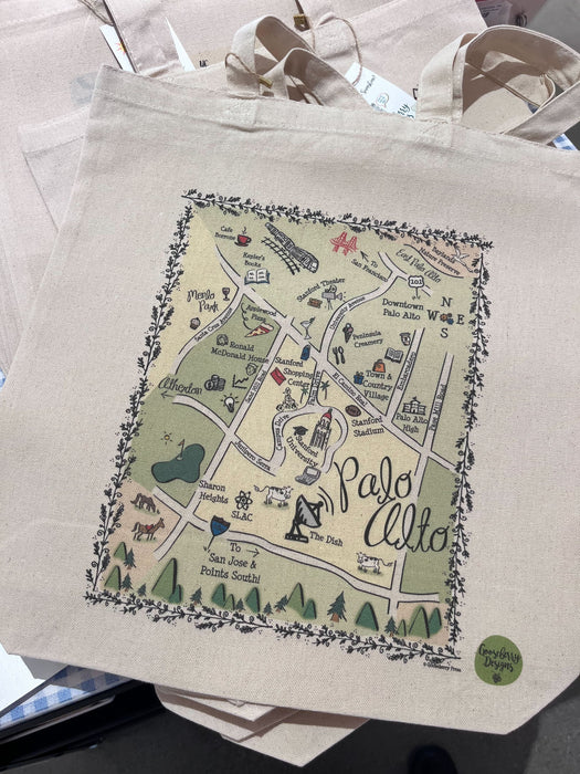 Palo Alto Map Tote Bag