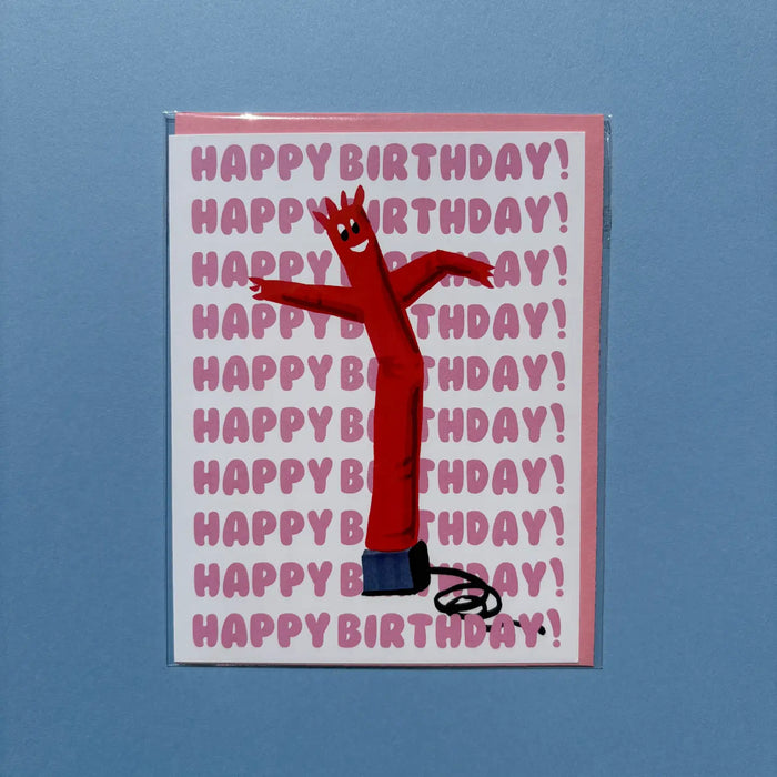 Inflatable Tube Man Happy Birthday Greeting Card