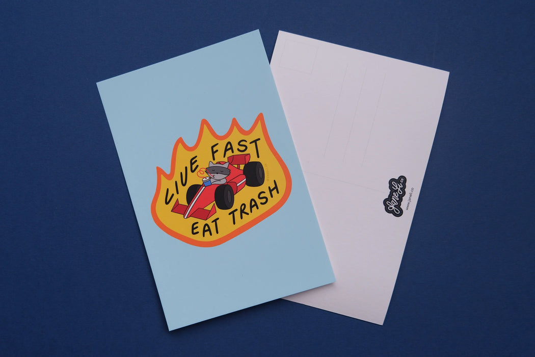 Live Fast Eat Trash Postcard / Mini Print