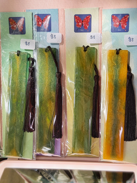 Marbled Resin Bookmarks with Black Tassel
