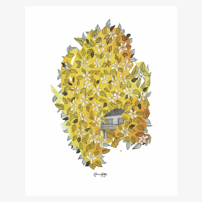 Nipa Hut Behind Sampaguitas Art Print