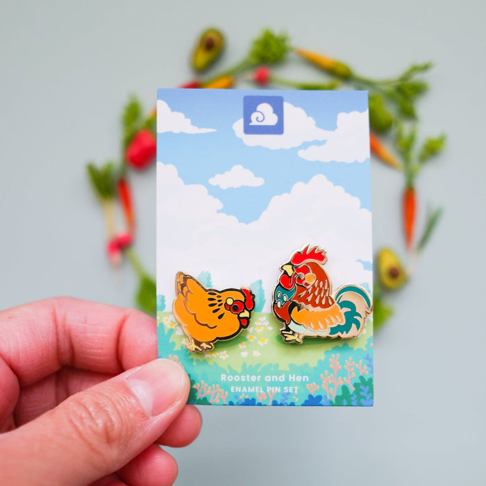 Enamel Pin - Rooster and Hen Pin Set