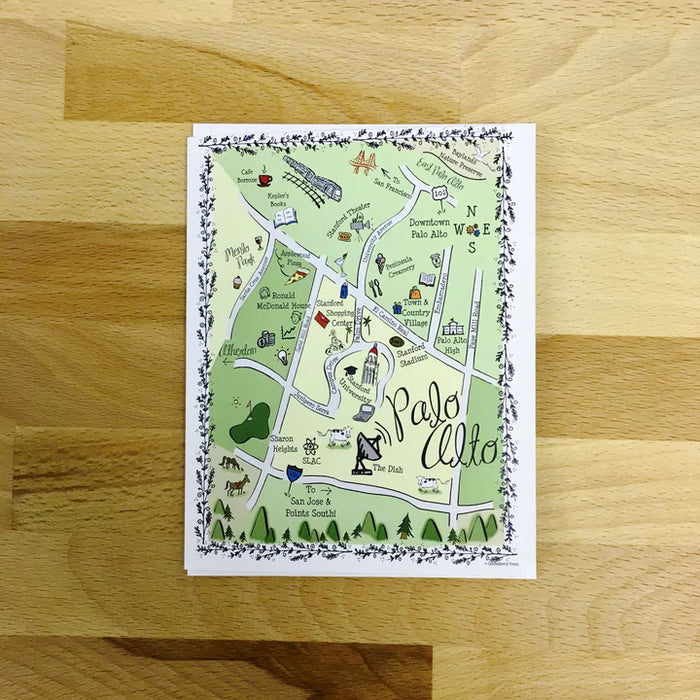 Palo Alto Map Full Color Note Card