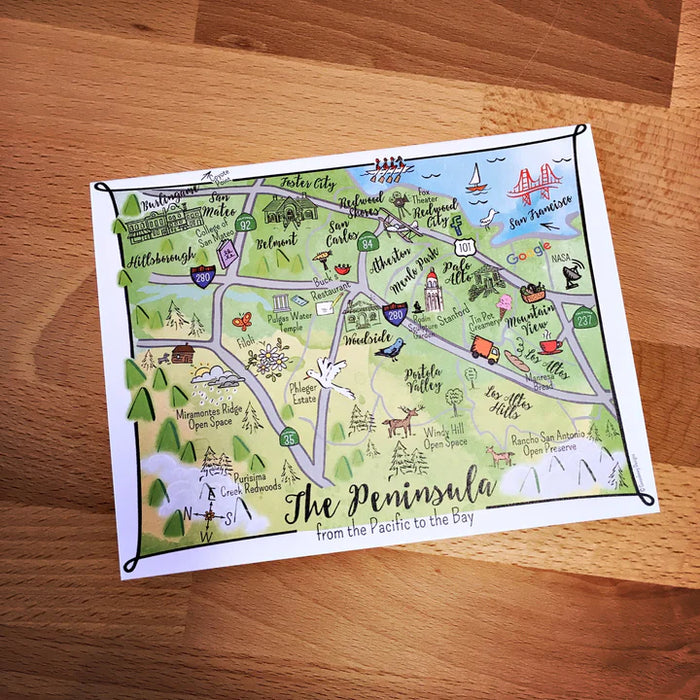 Peninsula Map Full Color Note Card