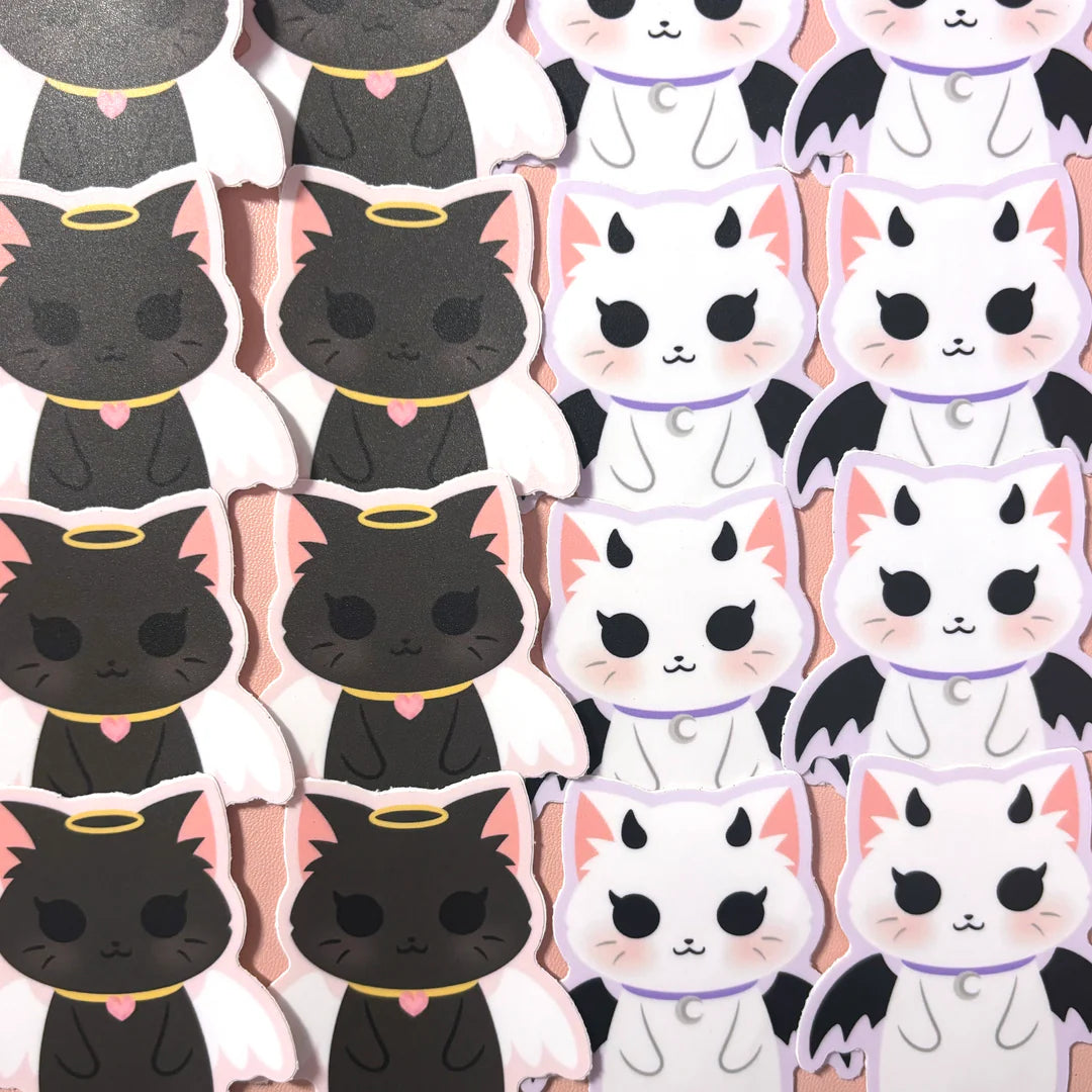 【新品・未使用】VIVISION STICKER SET（2種類） WATERPROOF] Angel and Devil Cats - Yin and Mochi - Vinyl Sticker