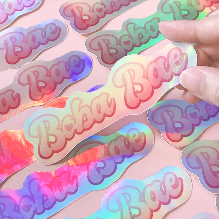 [WATERPROOF] Holographic Boba Bae Vinyl Decal