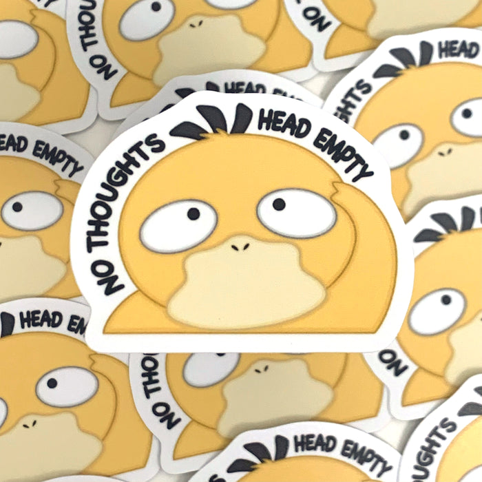 [WATERPROOF] No Thoughts Head Empty Meme Psyduck Duck Pokemon Vinyl Sticker Decal