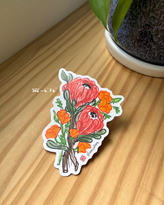 Protea & Poppies Sticker