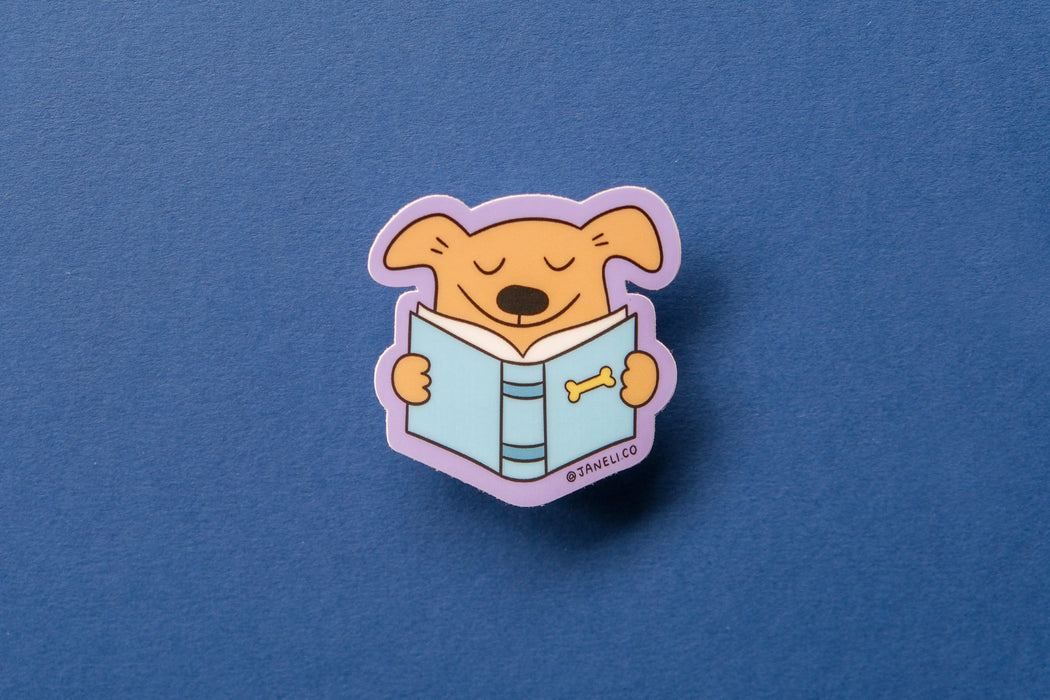 Reading Dog Sticker