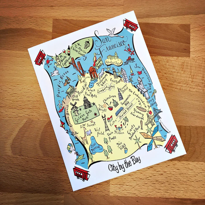 San Francisco City Map Full Color Note Card