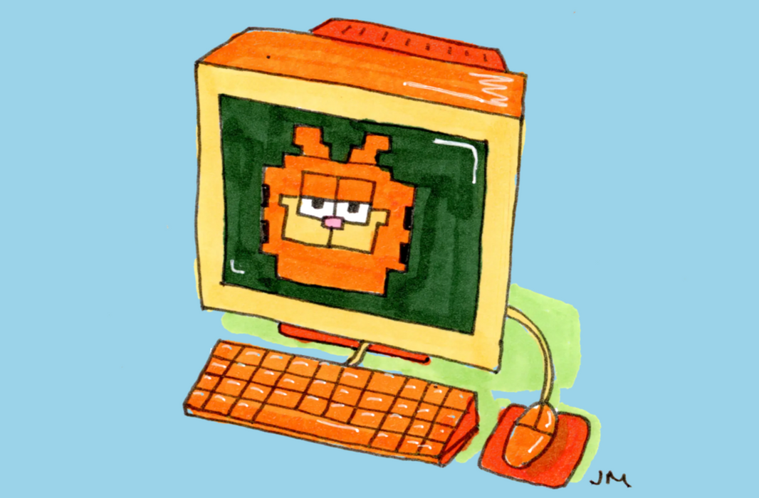Computer Garfield Postcard