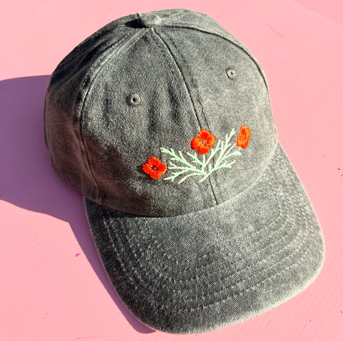 California Poppy Embroidered Hat