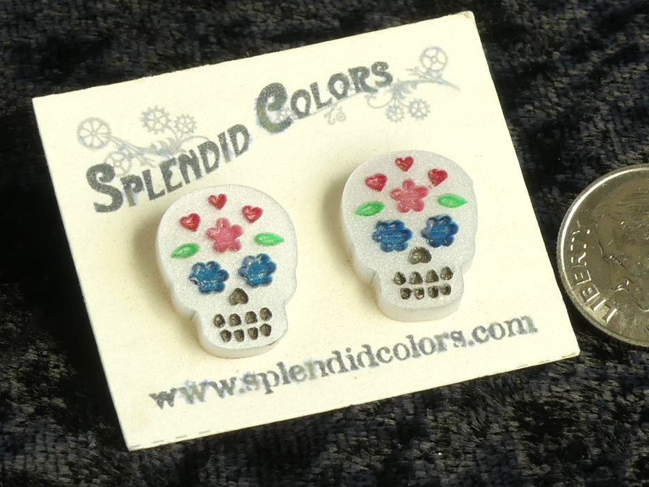 San José Mini Pearl Sugar Skull Stud Earring