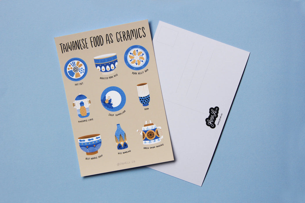 Taiwanese Foods As Ceramics Postcard / Mini Print