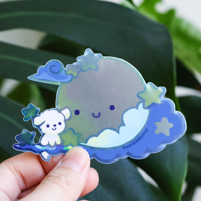 Vinyl Sticker (Holographic) Fluffy and the Moon