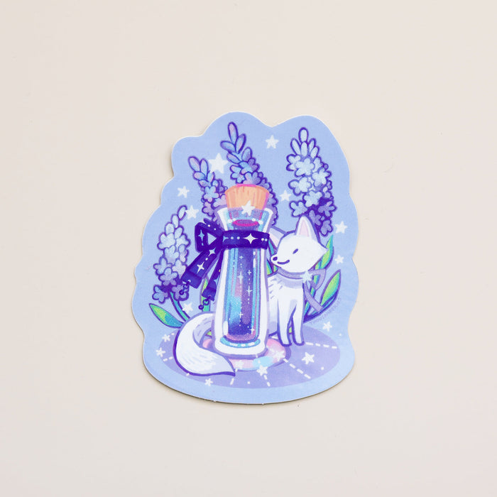 Vinyl Sticker (Holographic) Ink Potion - Icy Lavender and a Fox