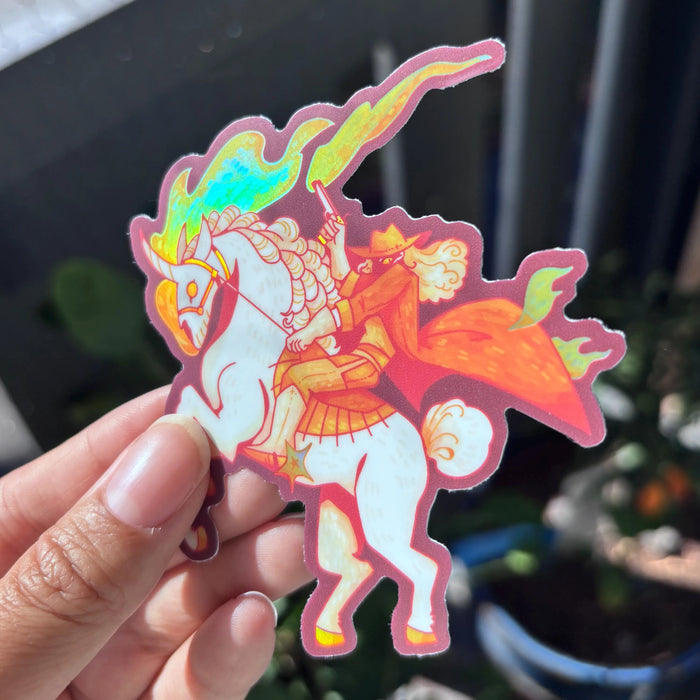 White Horseman Holographic Sticker