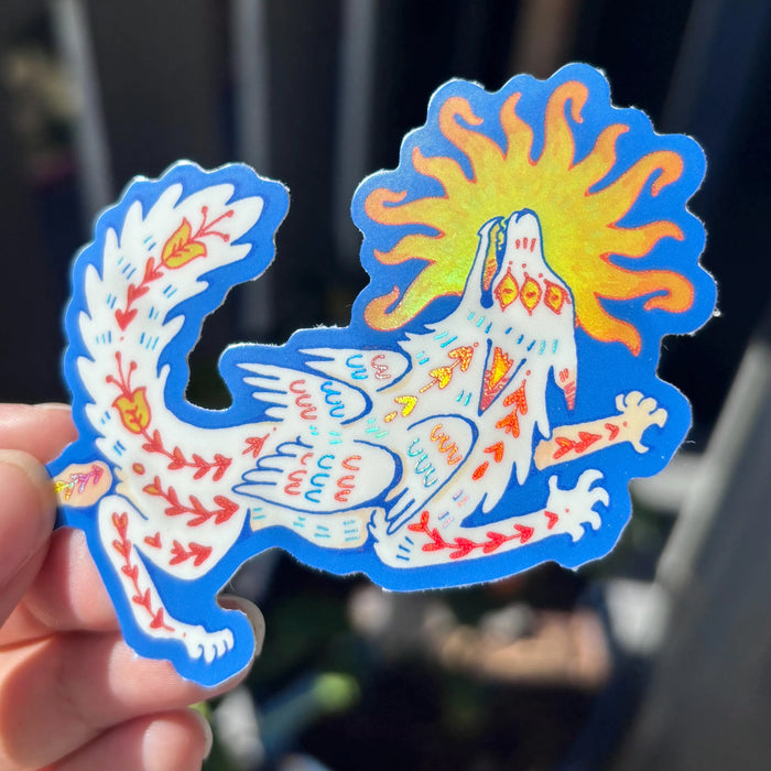 Sun Wolf Holographic Sticker