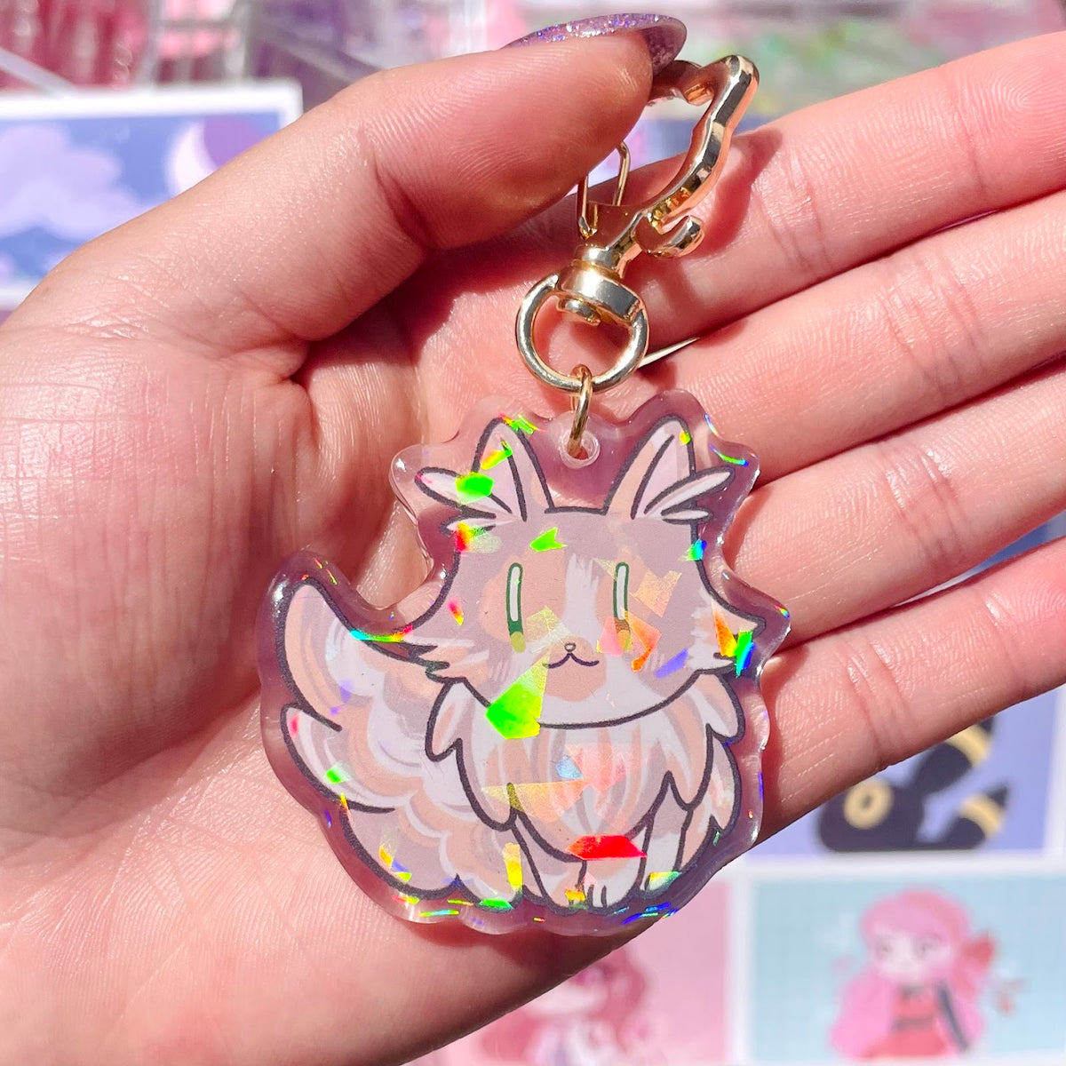 Cookie the Calico Cat Acrylic Charm Keychain — San José Made