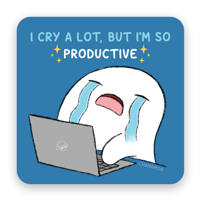 Crying but Productive Sticker
