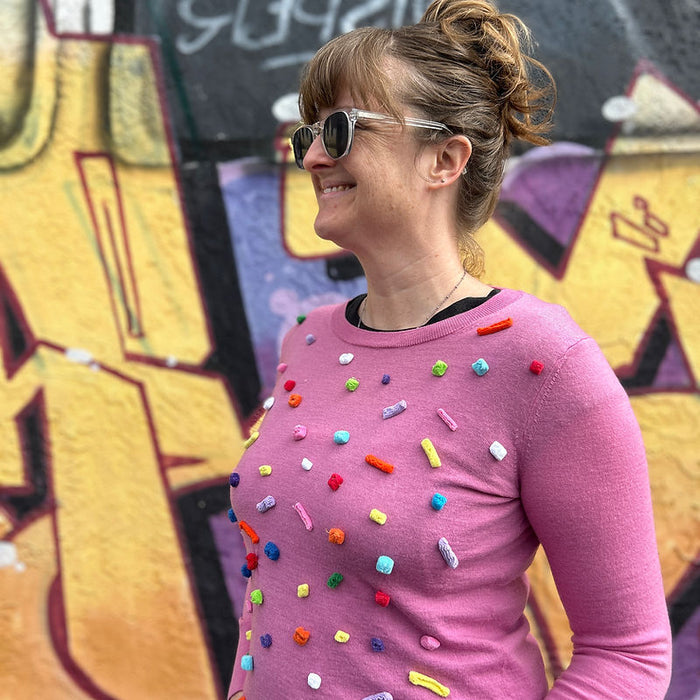 Confetti Mauve Merino Wool Sweater - Medium