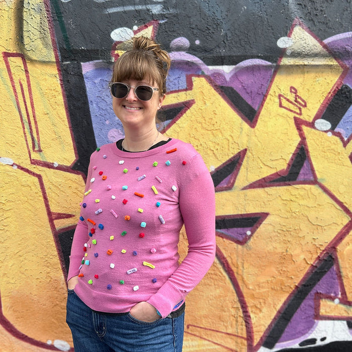 Confetti Mauve Merino Wool Sweater - Medium