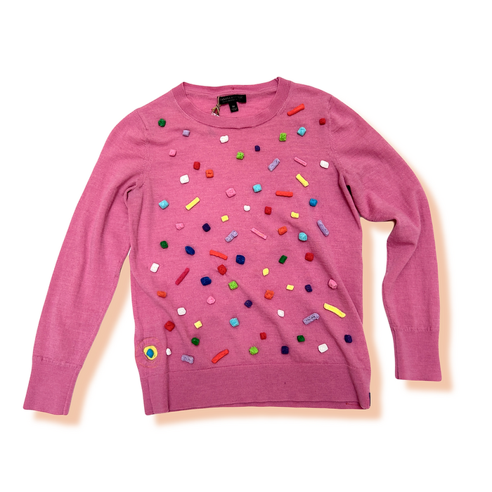 Confetti Mauve Merino Wool Sweater - Medium