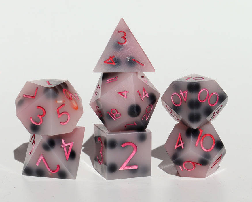 Handmade Resin Dice Set Strawberry Boba B-Grade