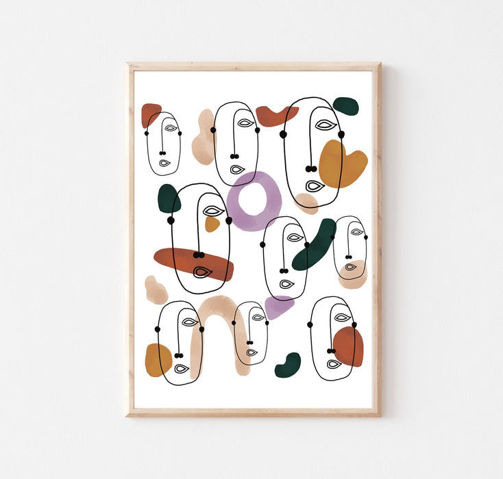 Abstract Faces Art Print 8x10