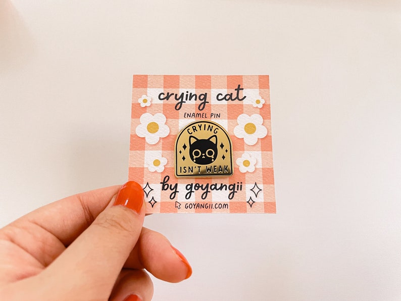 Crying Cat Enamel Pin