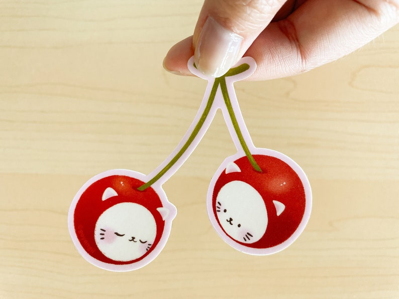Cherry Cats Waterproof Vinyl Sticker