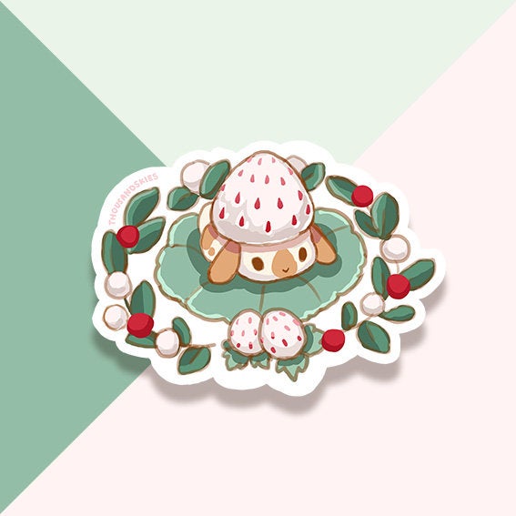 Vinyl Sticker White Strawberry Lop Bunny
