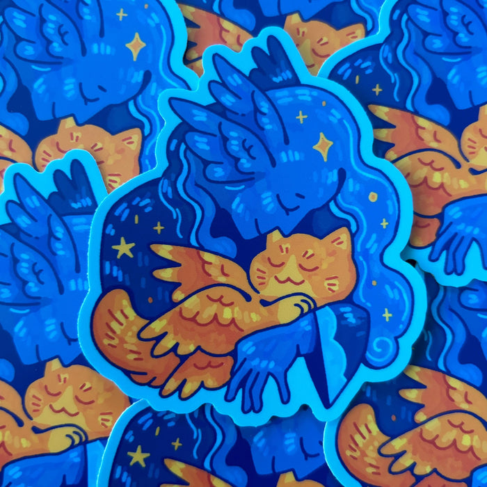 Angel and Cat Sticker