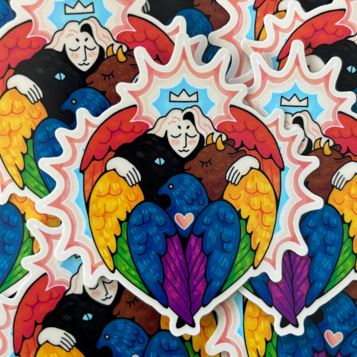 Rainbow/Progress Pride Angel Sticker