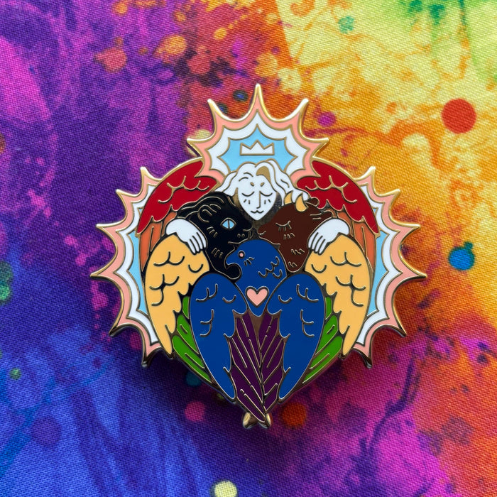 Rainbow/Progress Pride Angel Pin