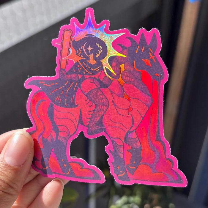 Red Horseman Holographic Sticker