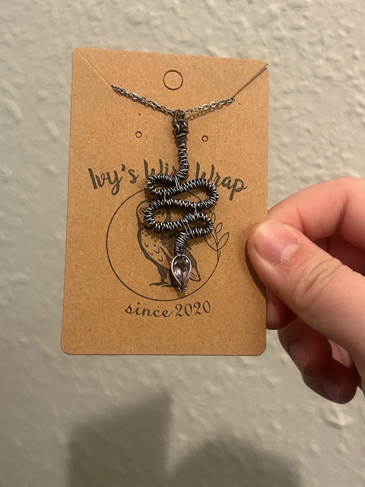 Amethyst snake sterling silver pendant