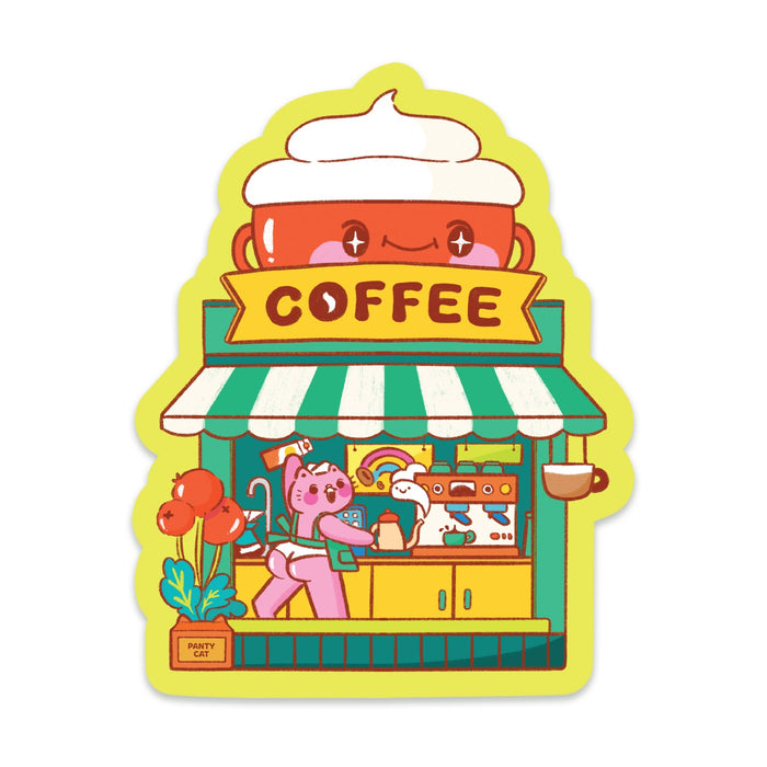 Coffee Panty Cat Vinyl Sticker