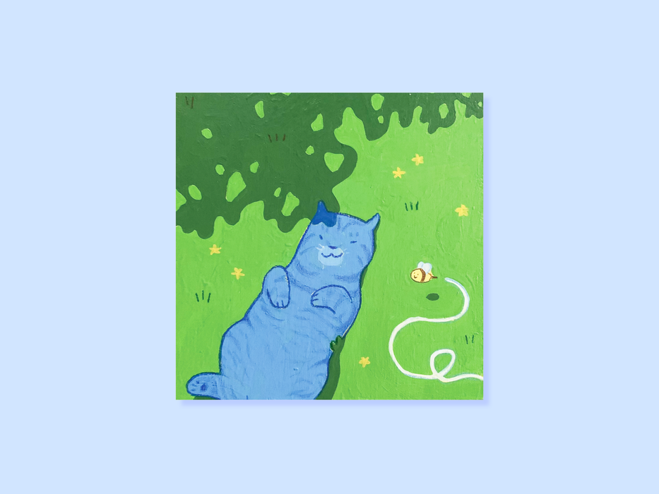 Blue Cat Square Print