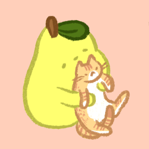 Pear with dangle cat - Die Cut Sticker