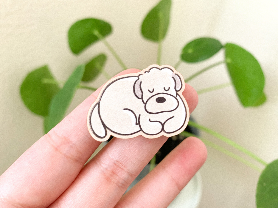 Sleepy Dog Wooden Pin