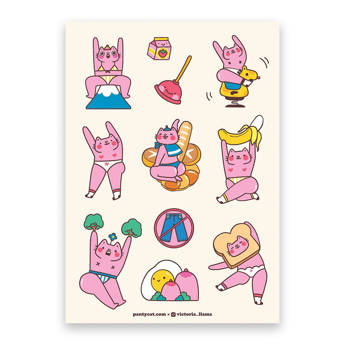 Pink Panty Cats Sticker Sheet