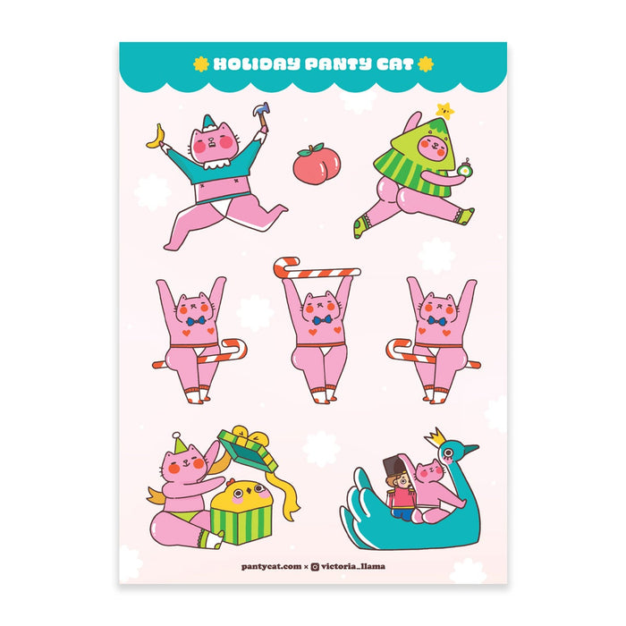 Holiday Panty Cat Sticker Sheet