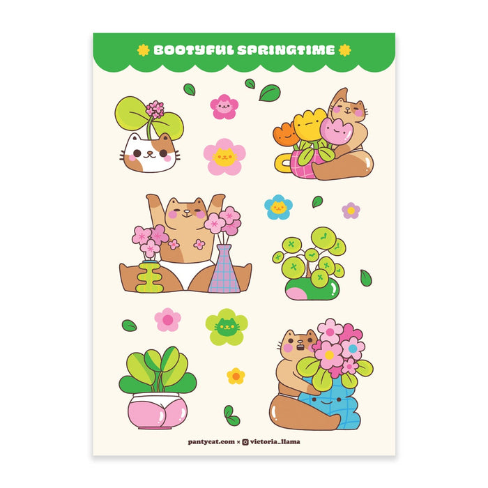 Bootyful Springtime Panty Cat Sticker Sheet