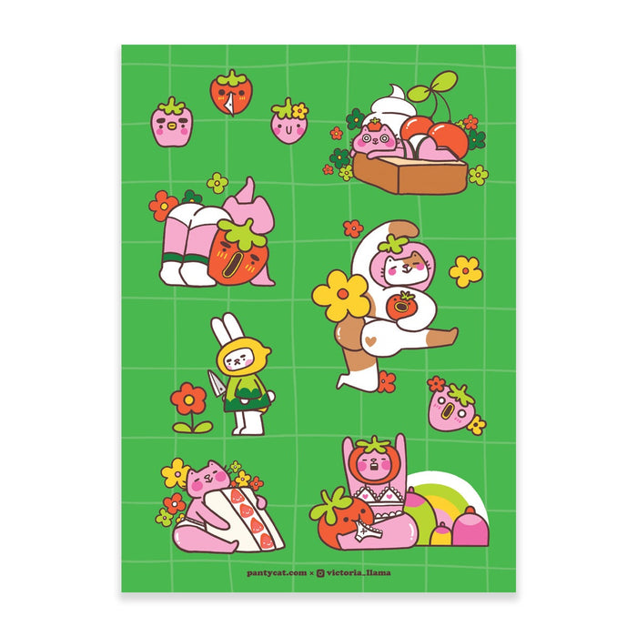 Strawberry Panty Cat Sticker Sheet